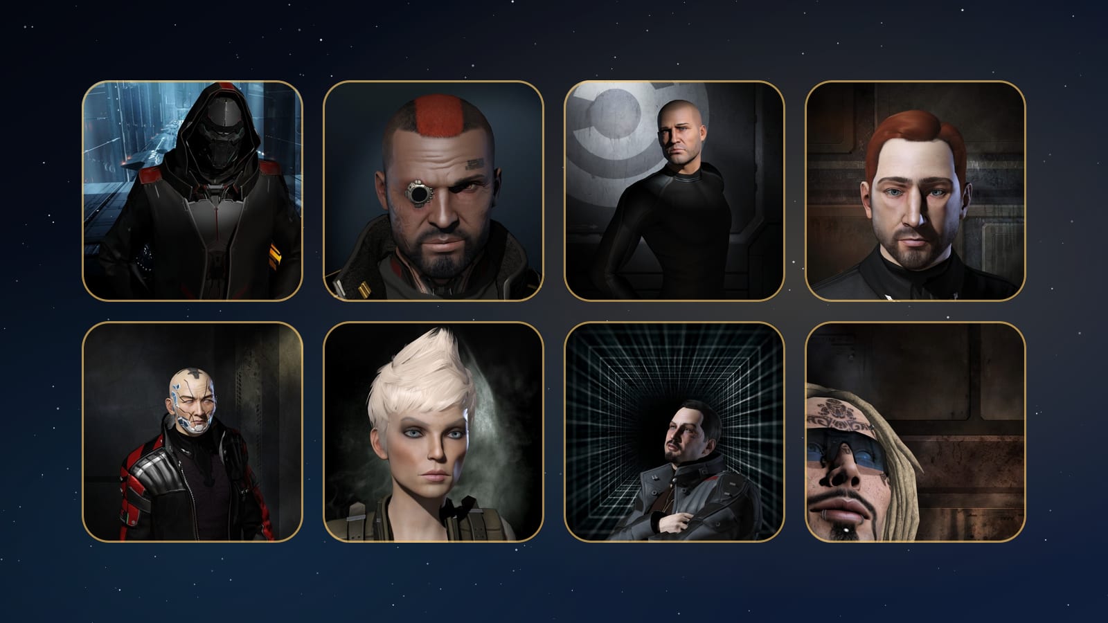 Character portraits of ziggy Okaski, Adama Kanjus, Melkafet, Hans Ericson, Dabba Doo, Larhasia Black, Godwookie and Fartillery