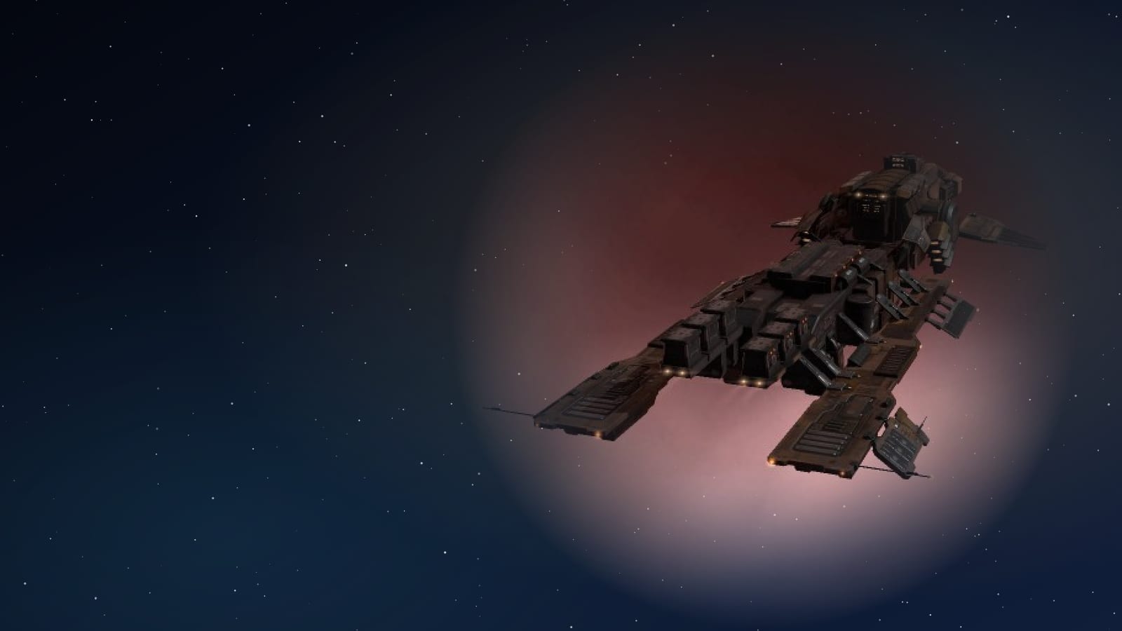 A Svipul destroyer on a dark starfield banner