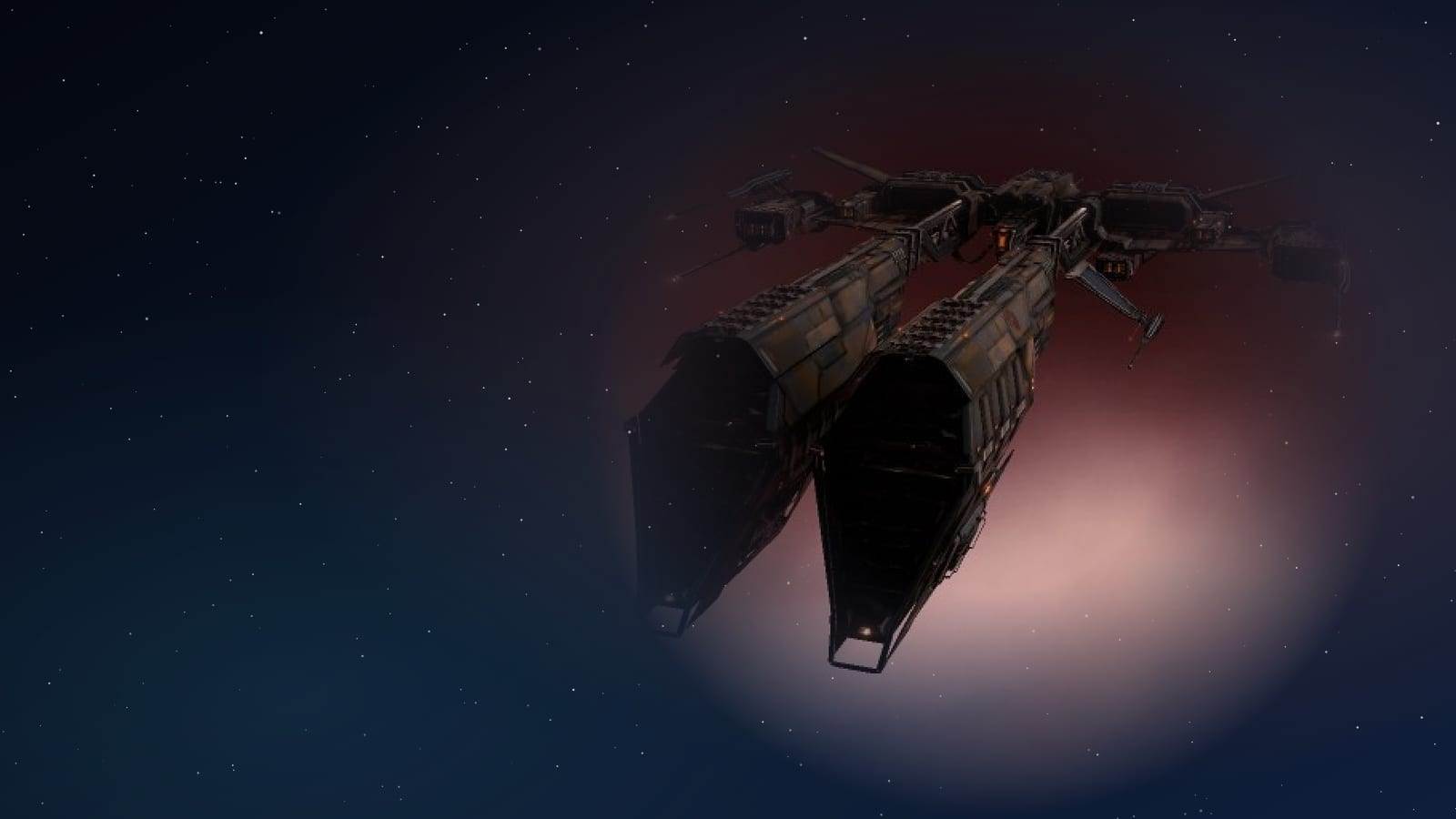 A Rifter frigate on a dark starfield banner